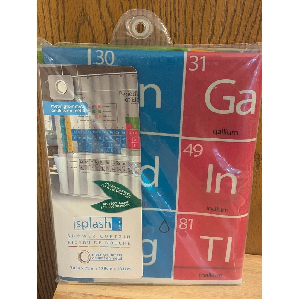 New Periodic Table of Elements Shower Curtain Eco Friendly 70x72 Chemistry Fun